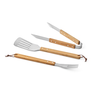 Set barbecue Turner bambou,mallette: pince, fourchette et spatule 7