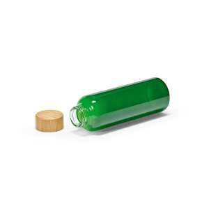 Gourde Indus en verre borosilicate,bouchon bambou 510ml. Etanche 28
