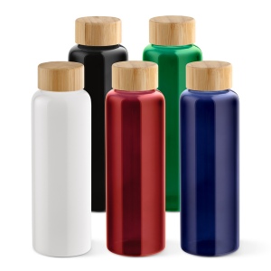 Gourde Indus en verre borosilicate,bouchon bambou 510ml. Etanche 12