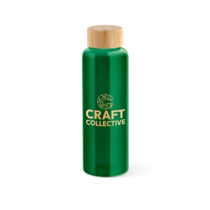 Gourde Indus en verre borosilicate,bouchon bambou 510ml. Etanche 13
