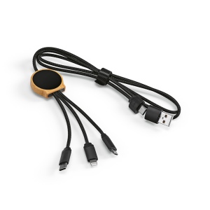 Câble de charge Asimov 5-en-1 bambou/rPET,lumineux,charge rapide 3