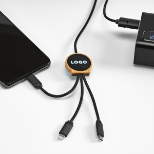Câble de charge Asimov 5-en-1 bambou/rPET,lumineux,charge rapide 7