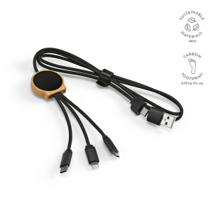 Câble de charge Asimov 5-en-1 bambou/rPET,lumineux,charge rapide