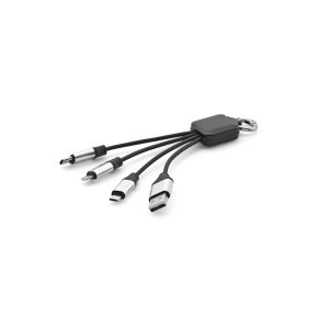Câble de charge Sagan, 4-en-1 rTPR, logo lumineux et boucle 3