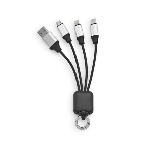 Câble de charge Sagan, 4-en-1 rTPR, logo lumineux et boucle 6