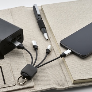 Câble de charge Sagan, 4-en-1 rTPR, logo lumineux et boucle 7