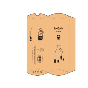 Câble de charge Sagan, 4-en-1 rTPR, logo lumineux et boucle 8