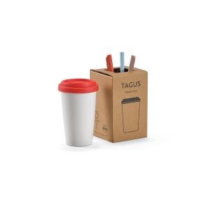 Gobelet de voyage Tagus céramique 330ml. Couvercle coloré 31
