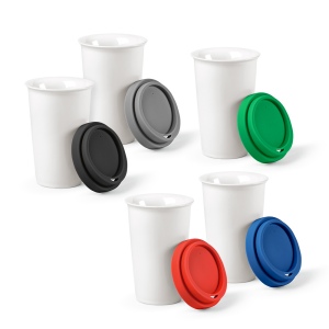Gobelet de voyage Tagus céramique 330ml. Couvercle coloré 12