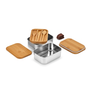 Boîte repas Vermeer rInox1480 ml, couvercle et couverts en bambou 7