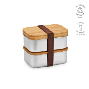 Boîte repas Vermeer rInox1480 ml, couvercle et couverts en bambou 2