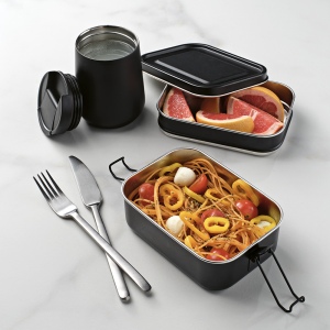 Boîte repas Tintoretto rInox 1240 ml,2 niveaux,fermeture latérale 21