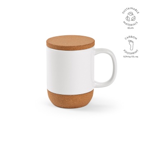 Mug Ebro en céramique, bouchon/base en liège 380&amp;#8239;ml. Sublimation