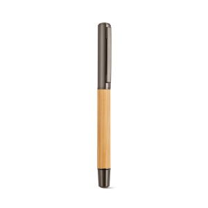 Stylo Aeschylus en bambou et inox, encre bleue 2 km 3