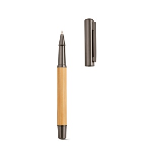 Stylo Aeschylus en bambou et inox, encre bleue 2 km 7