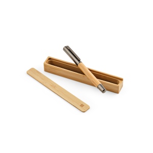 Stylo Aeschylus en bambou et inox, encre bleue 2 km 8