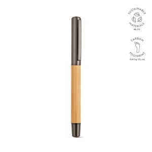 Stylo Aeschylus en bambou et inox, encre bleue 2 km 2