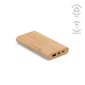 Batterie externe Pythagoras bambou, 15W, 10000mAh