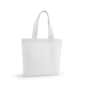 Sac shopping Blanc rCOTON 220 g/m². Anses 65 cm, soufflet 17