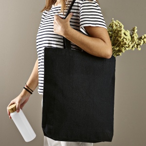 Sac shopping Blanc rCOTON 220 g/m². Anses 65 cm, soufflet 64