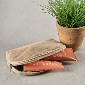 Trousse de toilette Dehli 1,5L en jute 260g, avec fermeture Zip 9