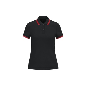 Polo femme manches courtes à liserés contrastés 2