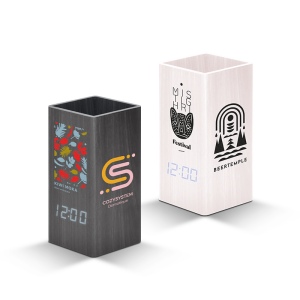PENDULETTE AVEC POT A CRAYONS ET THERMOMETRE, HORLOGE DE BUREAU 6