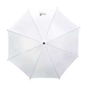 Parapluie avec suspension télescopique automatique, toile en pongé RPET 190T, cadre en métal, un manche et poignée en bois et fermeture Velcro 6