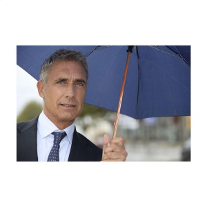 Parapluie avec suspension télescopique automatique, toile en pongé RPET 190T, cadre en métal, un manche et poignée en bois et fermeture Velcro 9