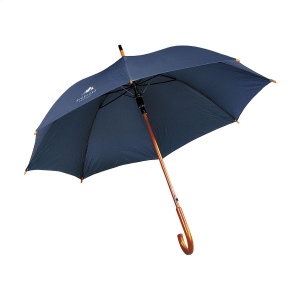 Parapluie avec suspension télescopique automatique, toile en pongé RPET 190T, cadre en métal, un manche et poignée en bois et fermeture Velcro 4