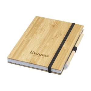 Carnet de notes de format A5 avec couverture rigide en FSC Mix certifié bambou robuste, équipé d'une boucle pour stylo pratique et d'un élastique de fermeture 4