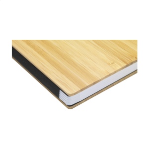 Carnet de notes de format A5 avec couverture rigide en FSC Mix certifié bambou robuste, équipé d'une boucle pour stylo pratique et d'un élastique de fermeture 6