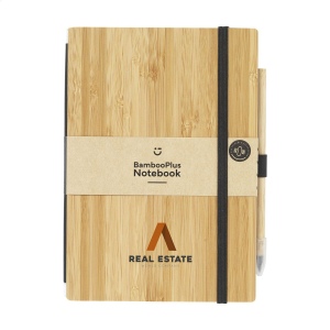 Carnet de notes de format A5 avec couverture rigide en FSC Mix certifié bambou robuste, équipé d'une boucle pour stylo pratique et d'un élastique de fermeture 2