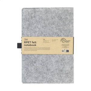 Carnet A5 avec couverture amovible en feutre RPET certifié GRS 7
