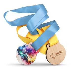 Médaille bois - 60mm - france - puht quadri 1 face 2