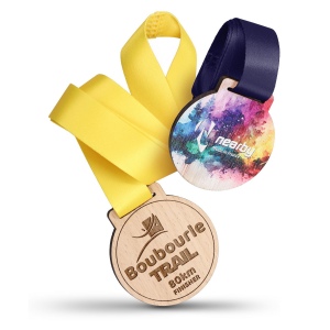 Médaille bois - 70mm - france - puht quadri 1 face