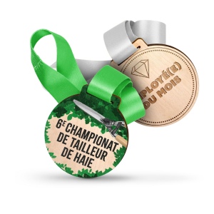 Médaille bois - 80mm - france - puht quadri 1 face