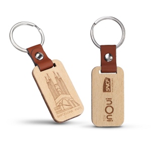 Porte-clés bois et pu - puht sérigraphie 1 couleur 1 position 2