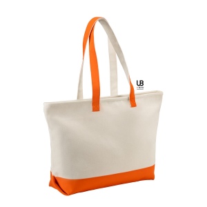 Grand sac shopping double zippe bi-couleur 630grs coton : antigua