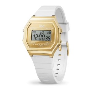 ICE digit retro-Metal gold mirror-White -Petite