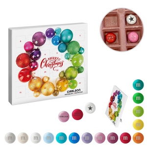 Calendrier de l'avent Mini – version écologique avec des Bonbons en chocolat M&amp;M'S® personnalisés