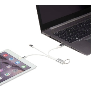 Câble de charge 4-en-1 Metal en aluminium recyclé avec porte-clés 16