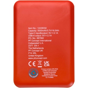 Batterie de secours en plastique recyclé Asama type-C de 5 000 mAh 18