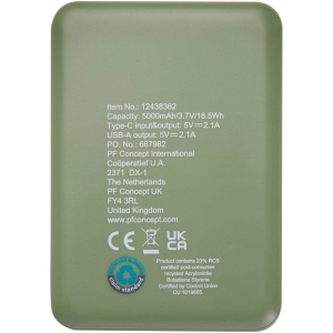 Batterie de secours en plastique recyclé Asama type-C de 5 000 mAh 19