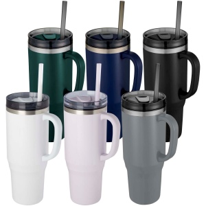 Mug isotherme Melbourne 1200 ml certifié RCS avec paille 55