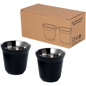 Ensemble de tasses à espresso en acier inoxydable Duo de 80 ml certifié RCS 2