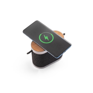 GUETTA. Enceinte portable de 5 W avec chargeur sans fil ultra-rapide de 15 W et autonomie de 2 h en bambou et PET recyclé (100 % rPET) 5