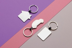 Porte-clés maison en alliage de zinc recyclé RCS 9