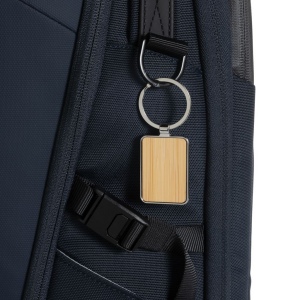 Porte-clés rectangle en alliage de zinc RCS et bambou 5