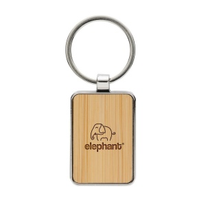 Porte-clés rectangle en alliage de zinc RCS et bambou 7